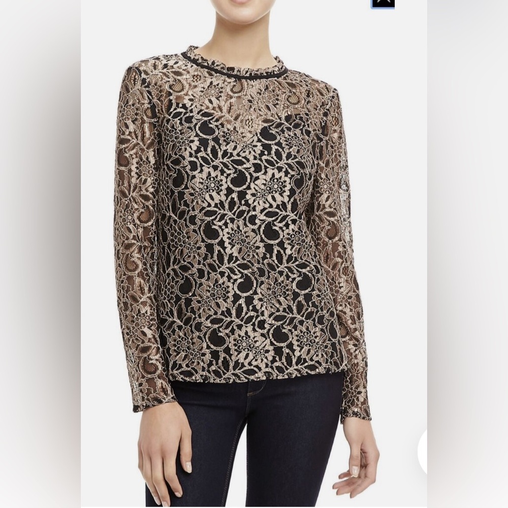 Ted Baker Elegant Black/Gold Lace Women's Top